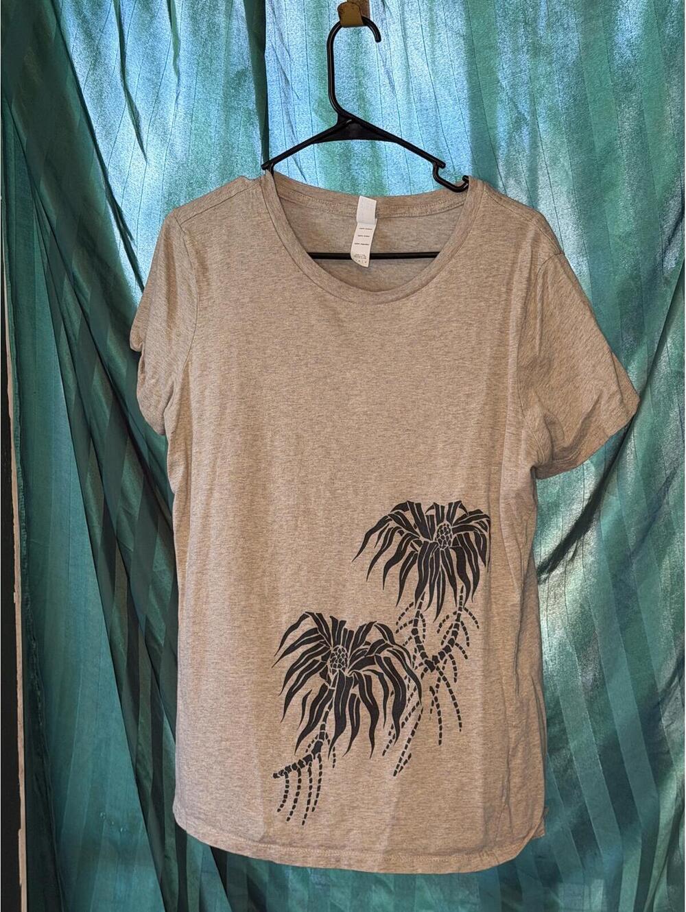 Triciclo Gray Cotton T-Shirt with Black Floral Print - Size